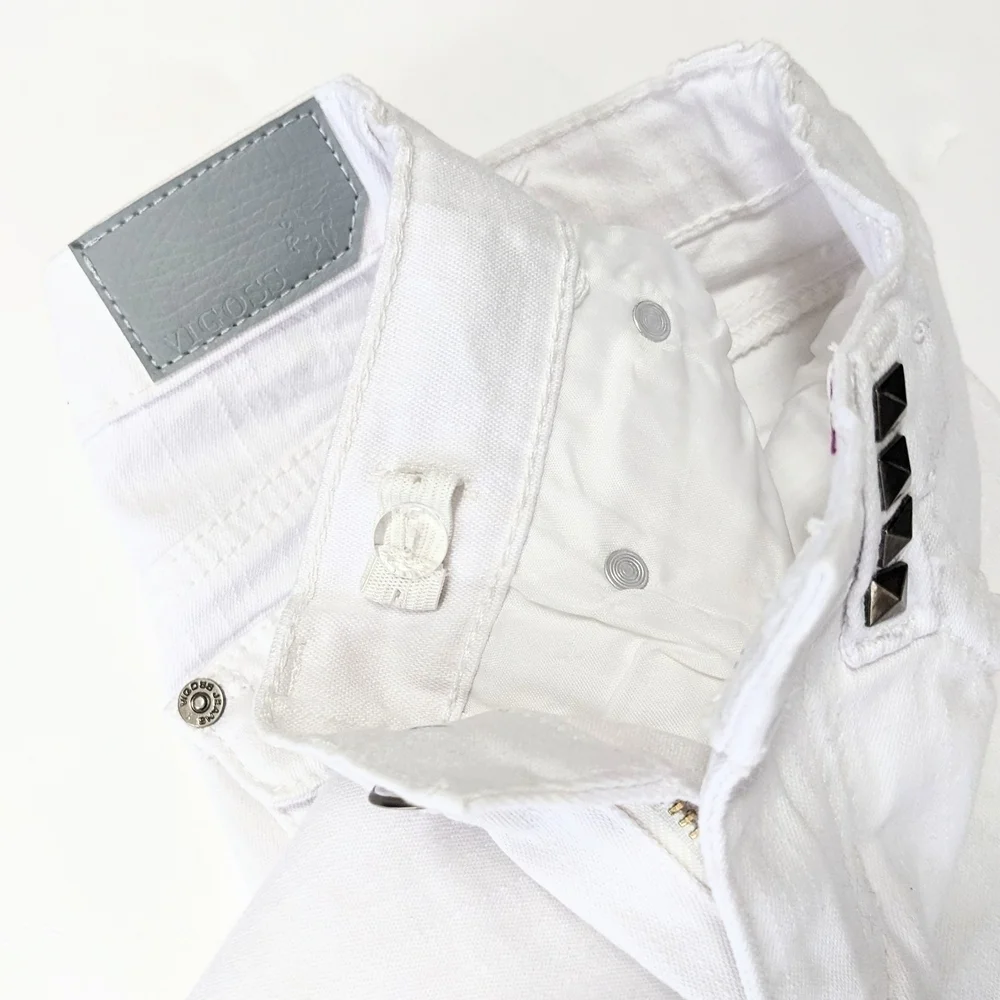 Vigoss Girls White Denim Mini Skirt with Studs